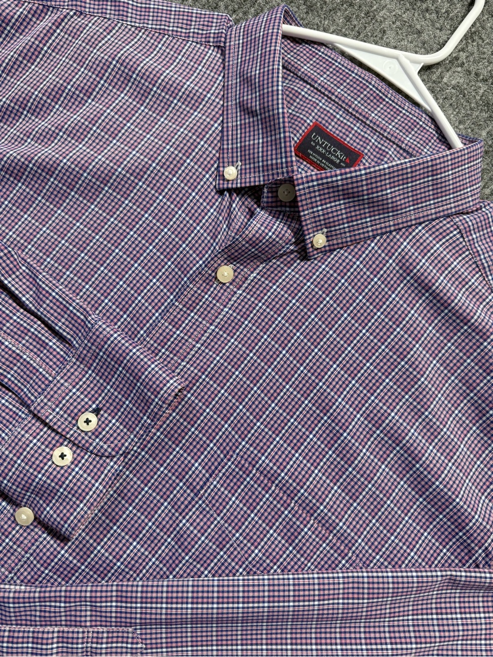UNTUCKit Men's Purple Blue Check Tamas Woven Button-Down Shirt XXX-Large